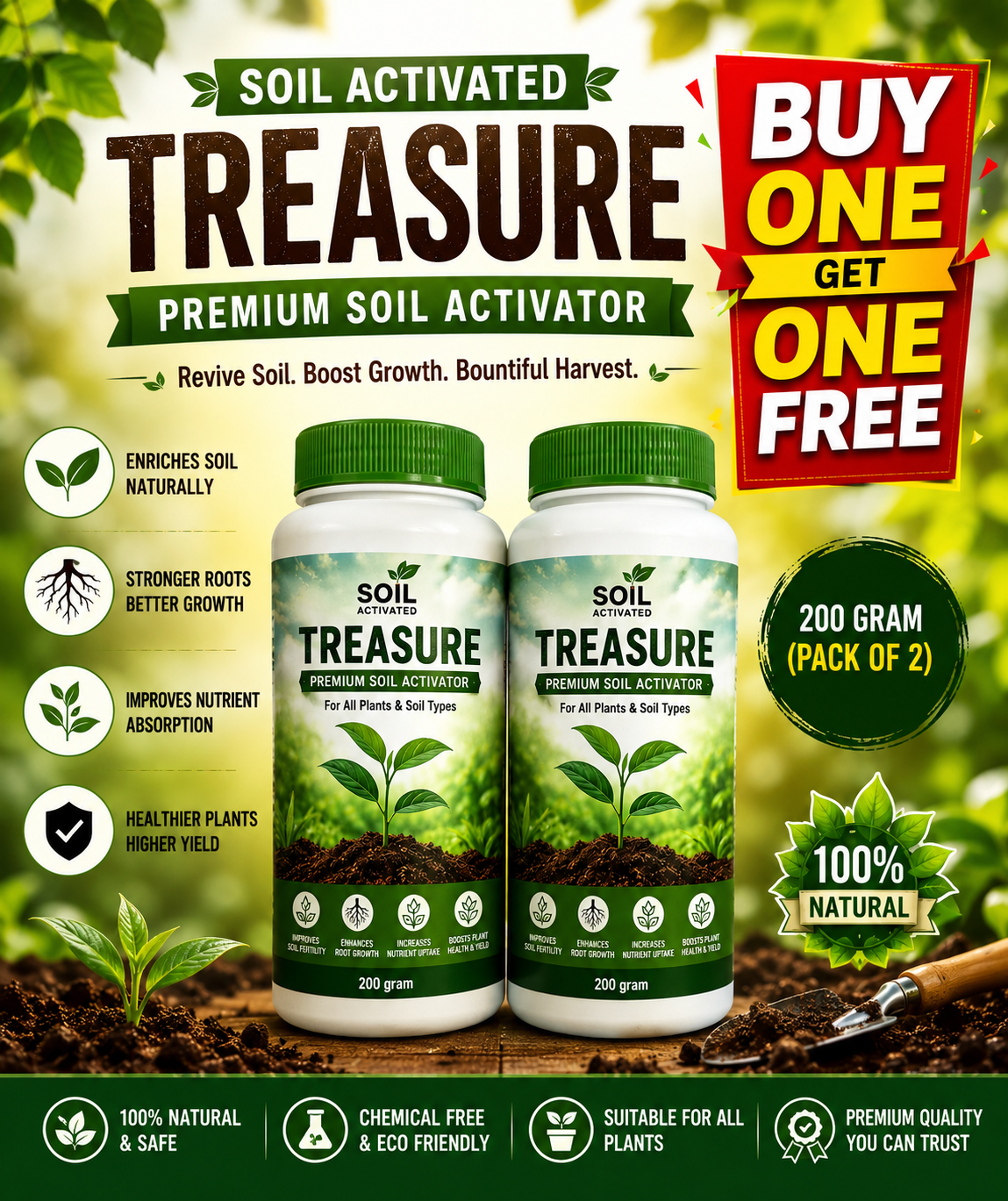 Soil Activated Treasure Premium Soil Activator 200 gram (Pack of 2)